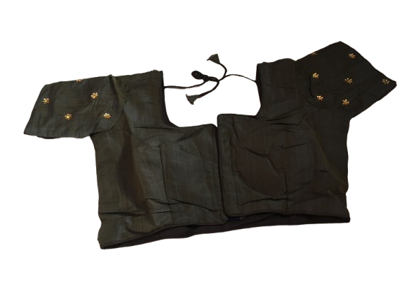 Raw Silk Olive Designer Blouse 123